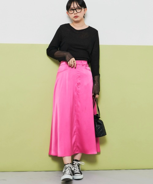 Aunt Marie's（アントマリーズ）の「サテンマーメイドマキシスカート（スカート・レディース・ブラック/ピンク/ブルー/グリーン・FREE）」の11枚目の写真