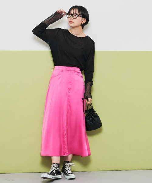 Aunt Marie's（アントマリーズ）の「サテンマーメイドマキシスカート（スカート・レディース・ブラック/ピンク/ブルー/グリーン・FREE）」の7枚目の写真