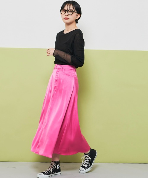 Aunt Marie's（アントマリーズ）の「サテンマーメイドマキシスカート（スカート・レディース・ブラック/ピンク/ブルー/グリーン・FREE）」の5枚目の写真