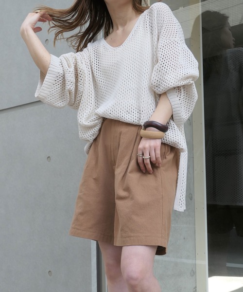 CORNERS（コーナーズ）の「リネンライクハーフパンツ【セットアップ可能】（その他パンツ・レディース・ライトベージュ/ライトグリーン/モカ/ブラック・M）」の3枚目の写真