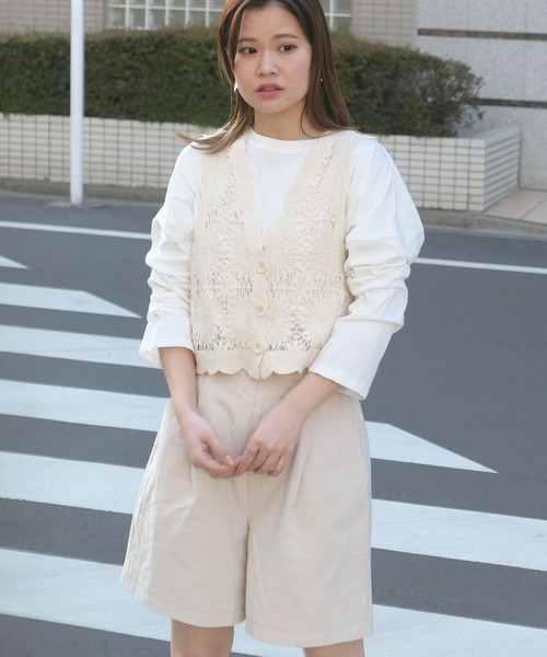 CORNERS（コーナーズ）の「リネンライクハーフパンツ【セットアップ可能】（その他パンツ・レディース・ライトベージュ/ライトグリーン/モカ/ブラック・M）」の6枚目の写真