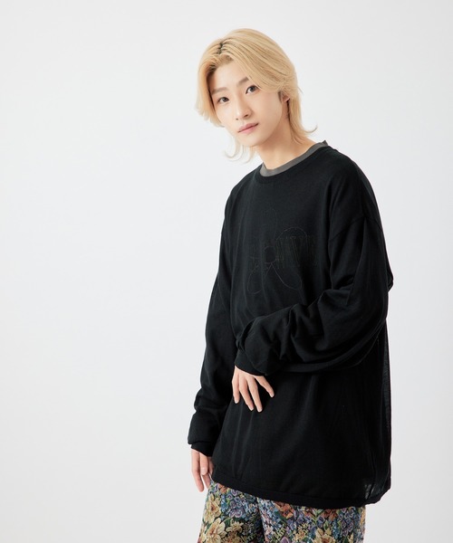 re_k by JUNRED(レクバイジュンレッド)の「【 re_k by JUNRED 】ドレープルーズシアーニットプルオーバー(ニット/セーター・メンズ・ブラック/マスタード/ワイン・S/M/L)」の10枚目の写真