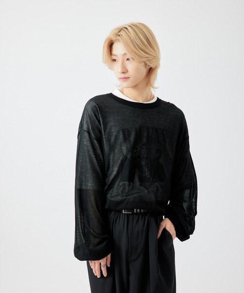 re_k by JUNRED(レクバイジュンレッド)の「【 re_k by JUNRED 】ドレープルーズシアーニットプルオーバー(ニット/セーター・メンズ・ブラック/マスタード/ワイン・S/M/L)」の12枚目の写真
