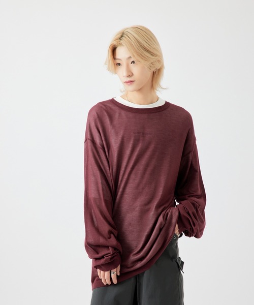 re_k by JUNRED(レクバイジュンレッド)の「【 re_k by JUNRED 】ドレープルーズシアーニットプルオーバー(ニット/セーター・メンズ・ブラック/マスタード/ワイン・S/M/L)」の13枚目の写真
