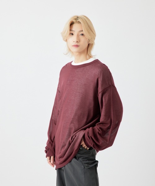 re_k by JUNRED(レクバイジュンレッド)の「【 re_k by JUNRED 】ドレープルーズシアーニットプルオーバー(ニット/セーター・メンズ・ブラック/マスタード/ワイン・S/M/L)」の14枚目の写真