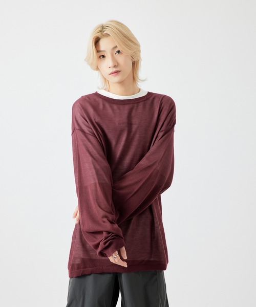 re_k by JUNRED(レクバイジュンレッド)の「【 re_k by JUNRED 】ドレープルーズシアーニットプルオーバー(ニット/セーター・メンズ・ブラック/マスタード/ワイン・S/M/L)」の15枚目の写真
