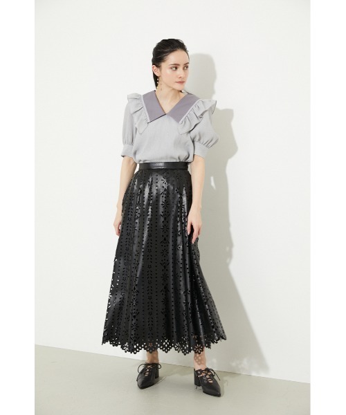 rienda(リエンダ)の「ビッグカラーVネックブラウス(シャツ/ブラウス・レディース・ホワイト/ブラック/グレー・FREE)」の22枚目の写真