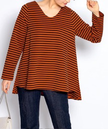 STYLE DELI（スタイルデリ）の「鹿の子調Aラインボーダートップス（Tシャツ/カットソー）」