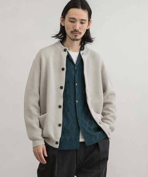 Rene✨グレー 長袖カーディガン 36　リボン　クルーネック　ベロア　ボタン Rene✨グレー 長袖カーディガン 36 リボン クルーネック ベロア