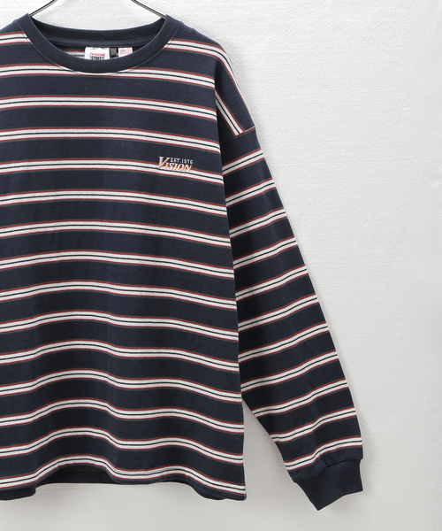 VISION STREET WEAR（ヴィジョンストリートウェア）の「【VISION / ビジョン】別注 MLT BORDER ロングスリーブT（Tシャツ/カットソー・メンズ・ネイビー/ブラック系その他・MEDIUM/LARGE）」の6枚目の写真