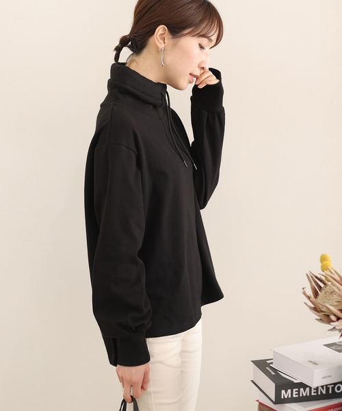 ElegChic(エレグシック)の「コットンスムースハイネックプルオーバー(パーカー・レディース・杢グレー/ブラック・4L/XL/M)」の4枚目の写真