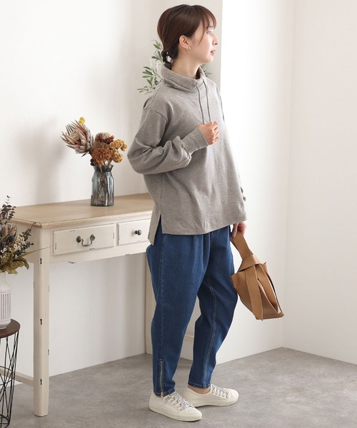 ElegChic(エレグシック)の「コットンスムースハイネックプルオーバー(パーカー・レディース・杢グレー/ブラック・4L/XL/M)」の8枚目の写真