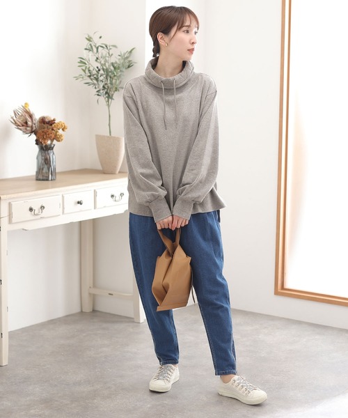 ElegChic(エレグシック)の「コットンスムースハイネックプルオーバー(パーカー・レディース・杢グレー/ブラック・4L/XL/M)」の10枚目の写真