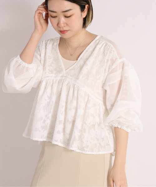 cepo（セポ）の「シアージャガード フレアブラウス（シャツ/ブラウス・レディース・ブラック/ベージュ/オフホワイト・M）」の22枚目の写真