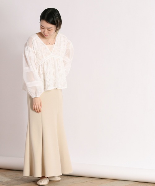 cepo（セポ）の「シアージャガード フレアブラウス（シャツ/ブラウス・レディース・ブラック/ベージュ/オフホワイト・M）」の13枚目の写真