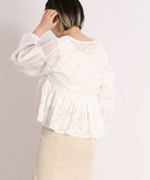 cepo（セポ）の「シアージャガード フレアブラウス（シャツ/ブラウス・レディース・ブラック/ベージュ/オフホワイト・M）」の10枚目の写真