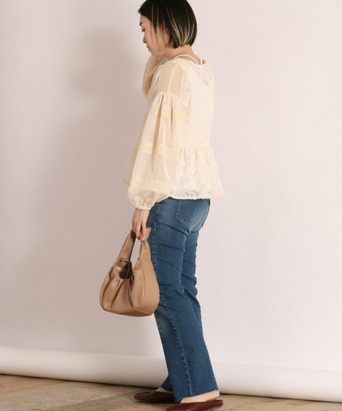 cepo（セポ）の「シアージャガード フレアブラウス（シャツ/ブラウス・レディース・ブラック/ベージュ/オフホワイト・M）」の20枚目の写真