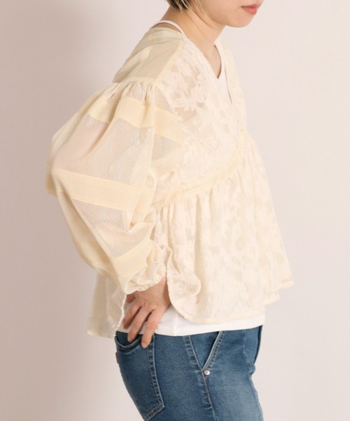 cepo（セポ）の「シアージャガード フレアブラウス（シャツ/ブラウス・レディース・ブラック/ベージュ/オフホワイト・M）」の8枚目の写真