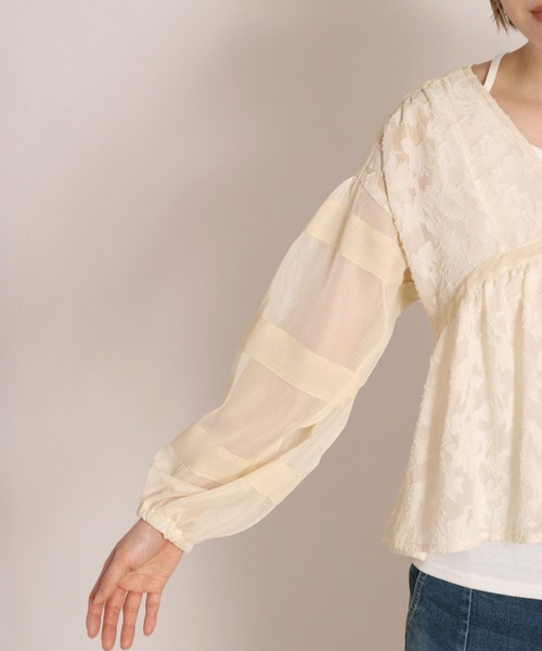 cepo（セポ）の「シアージャガード フレアブラウス（シャツ/ブラウス・レディース・ブラック/ベージュ/オフホワイト・M）」の15枚目の写真