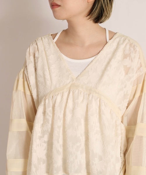 cepo（セポ）の「シアージャガード フレアブラウス（シャツ/ブラウス・レディース・ブラック/ベージュ/オフホワイト・M）」の12枚目の写真