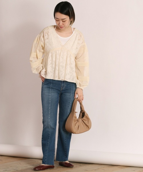 cepo（セポ）の「シアージャガード フレアブラウス（シャツ/ブラウス・レディース・ブラック/ベージュ/オフホワイト・M）」の11枚目の写真