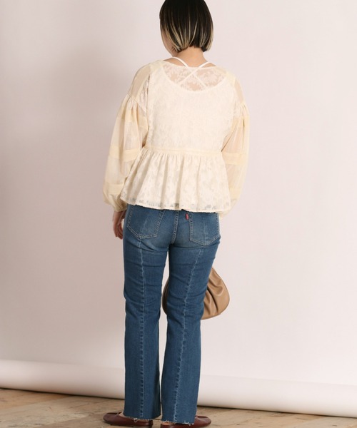 cepo（セポ）の「シアージャガード フレアブラウス（シャツ/ブラウス・レディース・ブラック/ベージュ/オフホワイト・M）」の17枚目の写真