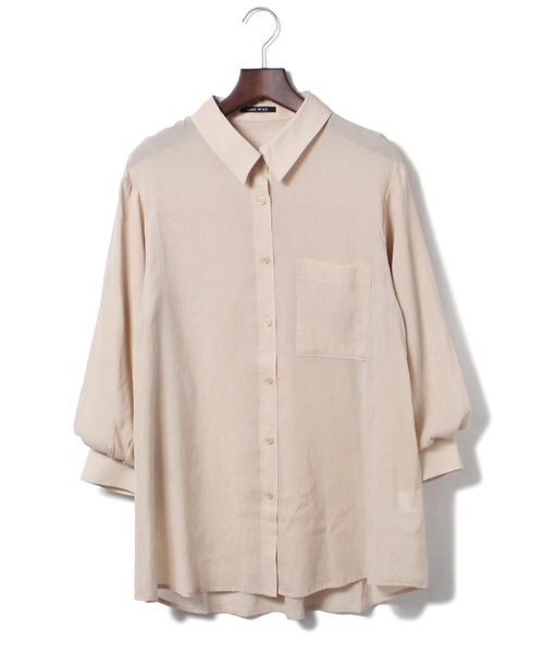 one way(ワンウェイ)の「ボリューム袖シアーシャツ(シャツ/ブラウス・レディース・ホワイト/ライトブルー/ブラック/ベージュ・FREE)」の3枚目の写真