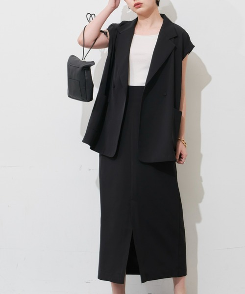 Aunt Marie's（アントマリーズ）の「テーラードダブルジレ（ベスト・レディース・ブラック/ブラウン/アイボリー・FREE）」の4枚目の写真