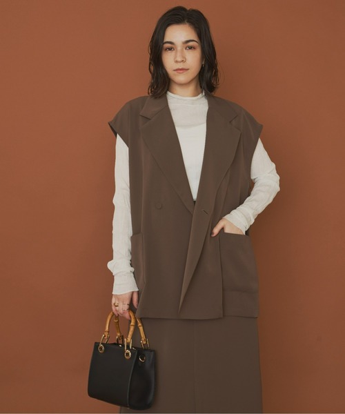 Aunt Marie's（アントマリーズ）の「テーラードダブルジレ（ベスト・レディース・ブラック/ブラウン/アイボリー・FREE）」の9枚目の写真