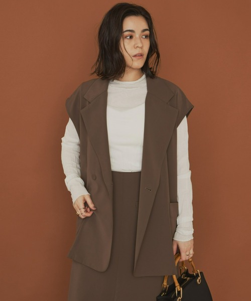 Aunt Marie's（アントマリーズ）の「テーラードダブルジレ（ベスト・レディース・ブラック/ブラウン/アイボリー・FREE）」の8枚目の写真