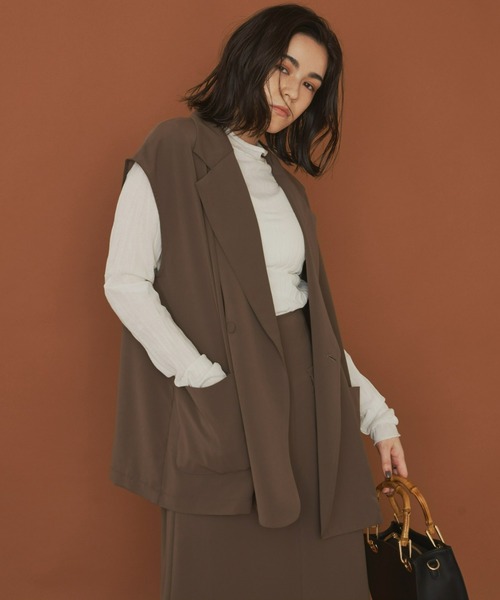 Aunt Marie's（アントマリーズ）の「テーラードダブルジレ（ベスト・レディース・ブラック/ブラウン/アイボリー・FREE）」の7枚目の写真