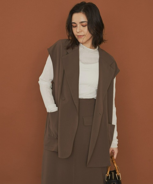 Aunt Marie's（アントマリーズ）の「テーラードダブルジレ（ベスト・レディース・ブラック/ブラウン/アイボリー・FREE）」の5枚目の写真