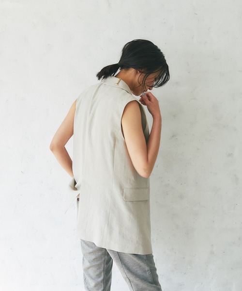 RIVE DROITE(リヴドロワ)の「リネンストレッチラペルジレ(ベスト・レディース・ベージュ・FREE)」の8枚目の写真