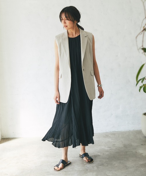 RIVE DROITE(リヴドロワ)の「リネンストレッチラペルジレ(ベスト・レディース・ベージュ・FREE)」の16枚目の写真