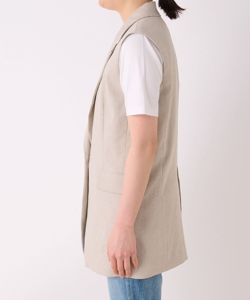 RIVE DROITE(リヴドロワ)の「リネンストレッチラペルジレ(ベスト・レディース・ベージュ・FREE)」の5枚目の写真
