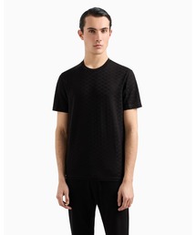 【エンポリオ アルマーニ】Tシャツ オールオーバージャカードロゴ ジャージー製