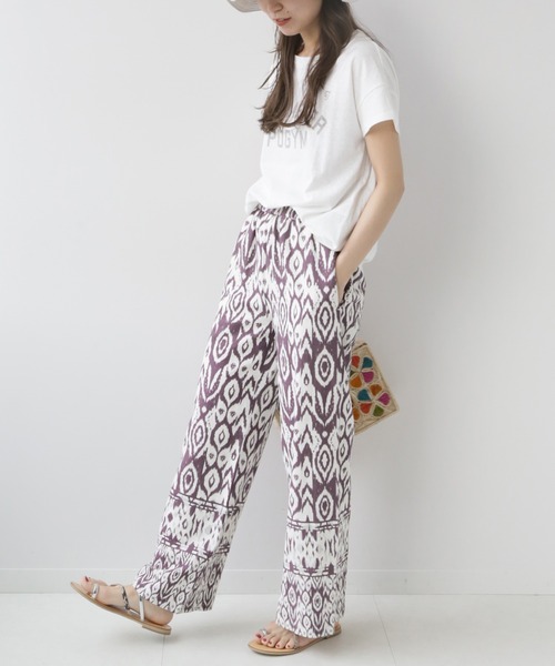 JOURNAL STANDARD relume（ジャーナルスタンダード　レリューム）の「リネンレーヨンエスニックプリントパンツ（その他パンツ・レディース・ブラック/パープル・38/36）」の12枚目の写真