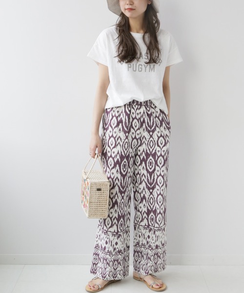JOURNAL STANDARD relume（ジャーナルスタンダード　レリューム）の「リネンレーヨンエスニックプリントパンツ（その他パンツ・レディース・ブラック/パープル・38/36）」の10枚目の写真