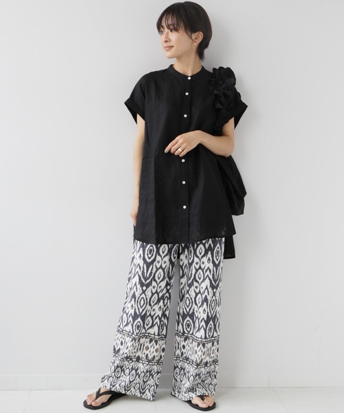 JOURNAL STANDARD relume（ジャーナルスタンダード　レリューム）の「リネンレーヨンエスニックプリントパンツ（その他パンツ・レディース・ブラック/パープル・38/36）」の3枚目の写真