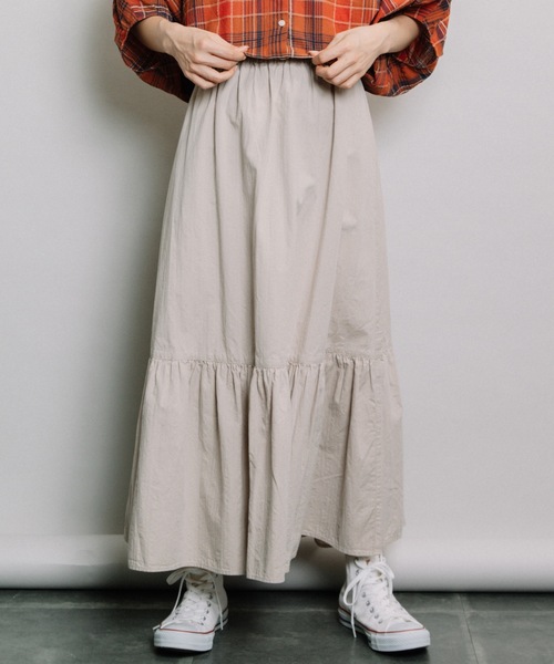 refinedworks（リファインドワークス）の「裾ティアードSK（スカート・レディース・オレンジ/グリーン/グレー系その他・FREE）」の12枚目の写真