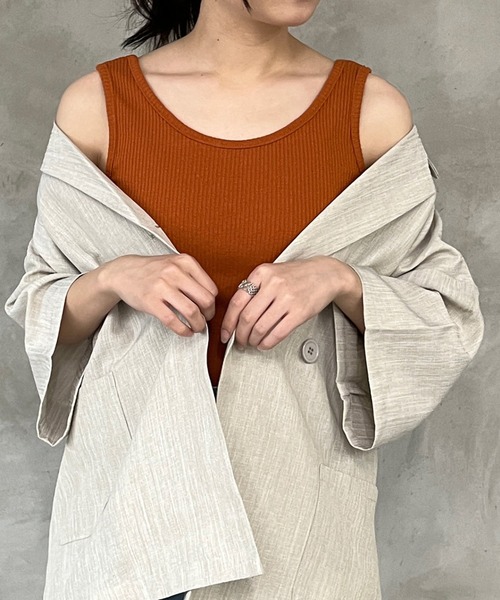 kutir（クティール）の「2wayテレコタンクトップ（タンクトップ・レディース・グリーン系その他/アイボリー/ブラック/オレンジ/グリーン/ブルー・FREE）」の6枚目の写真