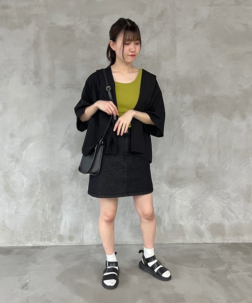 kutir（クティール）の「2wayテレコタンクトップ（タンクトップ・レディース・グリーン系その他/アイボリー/ブラック/オレンジ/グリーン/ブルー・FREE）」の8枚目の写真