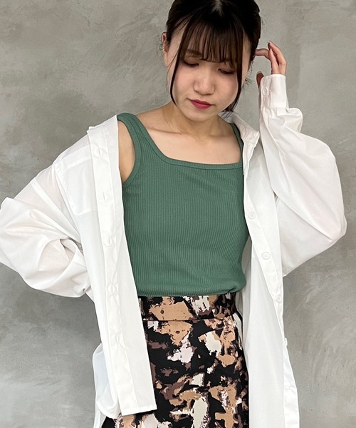 kutir（クティール）の「2wayテレコタンクトップ（タンクトップ・レディース・グリーン系その他/アイボリー/ブラック/オレンジ/グリーン/ブルー・FREE）」の9枚目の写真