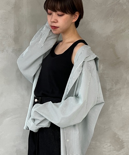 kutir（クティール）の「2wayテレコタンクトップ（タンクトップ・レディース・グリーン系その他/アイボリー/ブラック/オレンジ/グリーン/ブルー・FREE）」の7枚目の写真