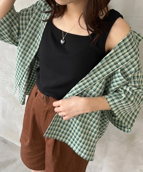 kutir（クティール）の「2wayテレコタンクトップ（タンクトップ・レディース・グリーン系その他/アイボリー/ブラック/オレンジ/グリーン/ブルー・FREE）」の18枚目の写真