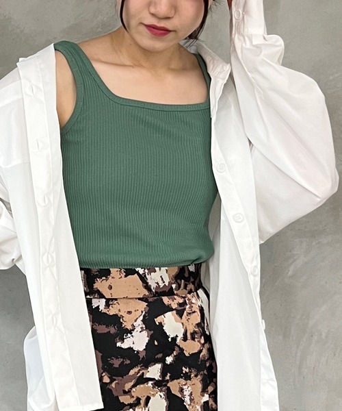 kutir（クティール）の「2wayテレコタンクトップ（タンクトップ・レディース・グリーン系その他/アイボリー/ブラック/オレンジ/グリーン/ブルー・FREE）」の21枚目の写真