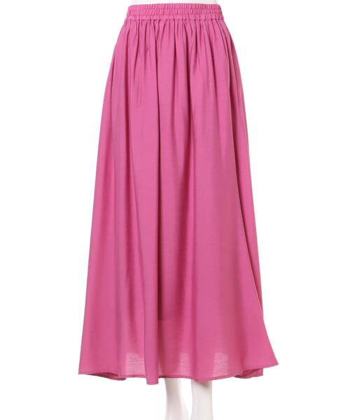 ユーモレスク ギャザー ロングスカート ピンク humoresque