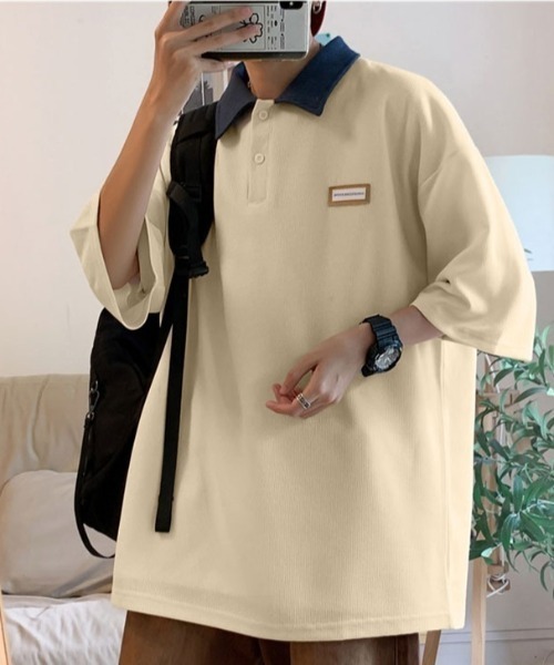 MGV(エムジーヴィー)の「'フロント2つボタンポロシャツ(ポロシャツ・メンズ・ブルー/グリーン/ベージュ・MEDIUM/LARGE/X-LARGE)」の4枚目の写真