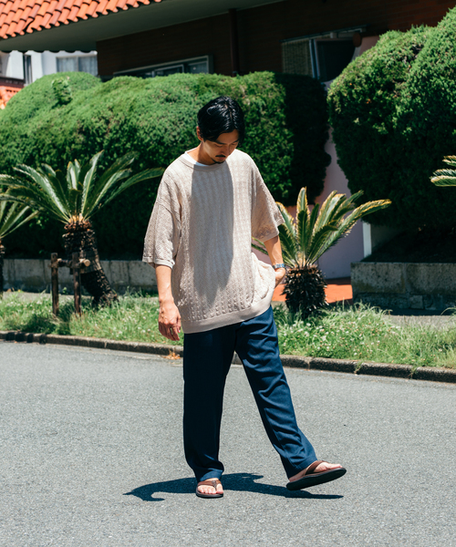JOURNAL STANDARD（ジャーナルスタンダード）の「リネンミックス 透かし編み クルーネックニットTシャツ（ニット/セーター・メンズ・ネイビー/アイボリー/グリーン/イエロー・MEDIUM/LARGE）」の11枚目の写真