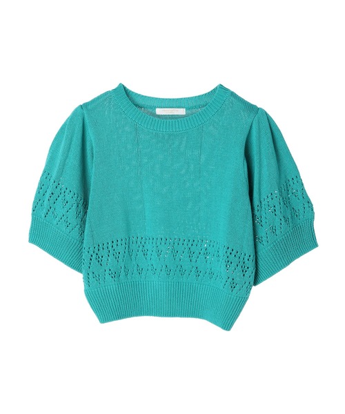 Green　Parks（グリーンパークス）の「AYANOプロデュースアイテム 透かしデザイン半袖ニットPO（ニット/セーター・レディース・チャコールグレー/ベージュ/ブラウン/オフホワイト/オレンジ/グリーン・FREE）」の22枚目の写真